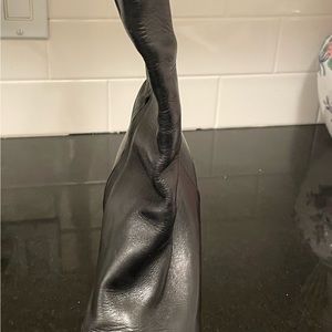 Jimmy Choo leather Black high heel platform boots with gold side zipper